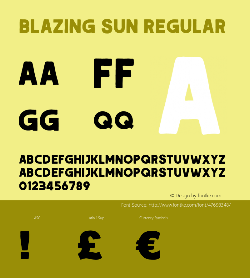 BLAZING SUN Regular Version 1.000;hotconv 1.0.109;makeotfexe 2.5.65596 Font Sample