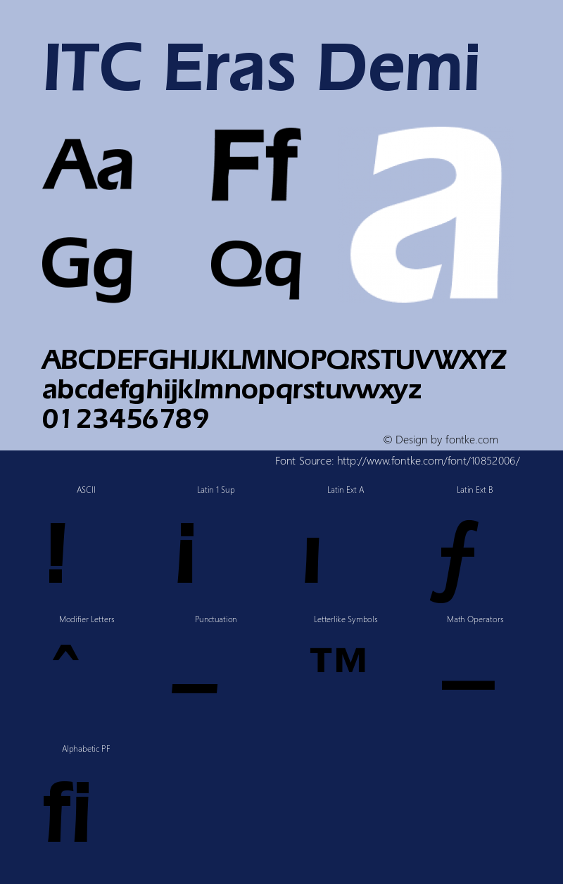 ITC Eras Demi Version 003.001 Font Sample