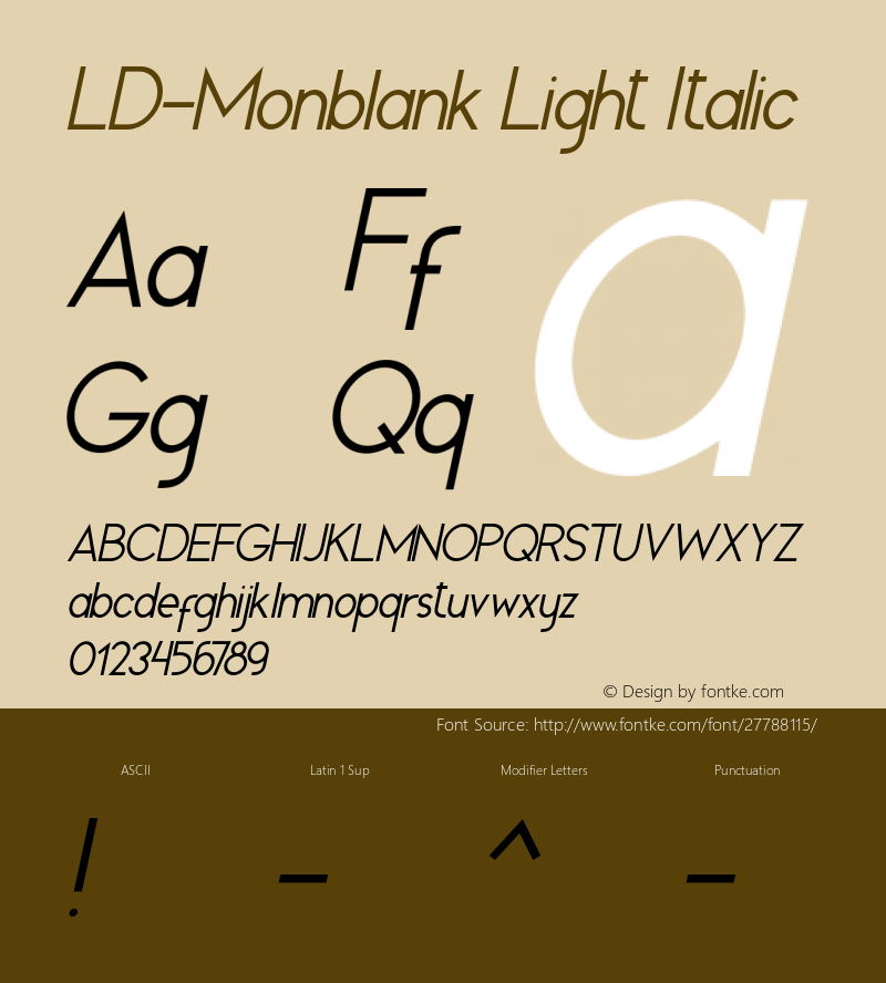 LD-Monblank-LightItalic 001.000 Font Sample