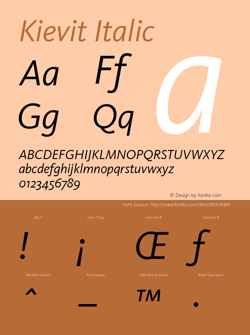 Kievit Italic Version 001.000 Font Sample