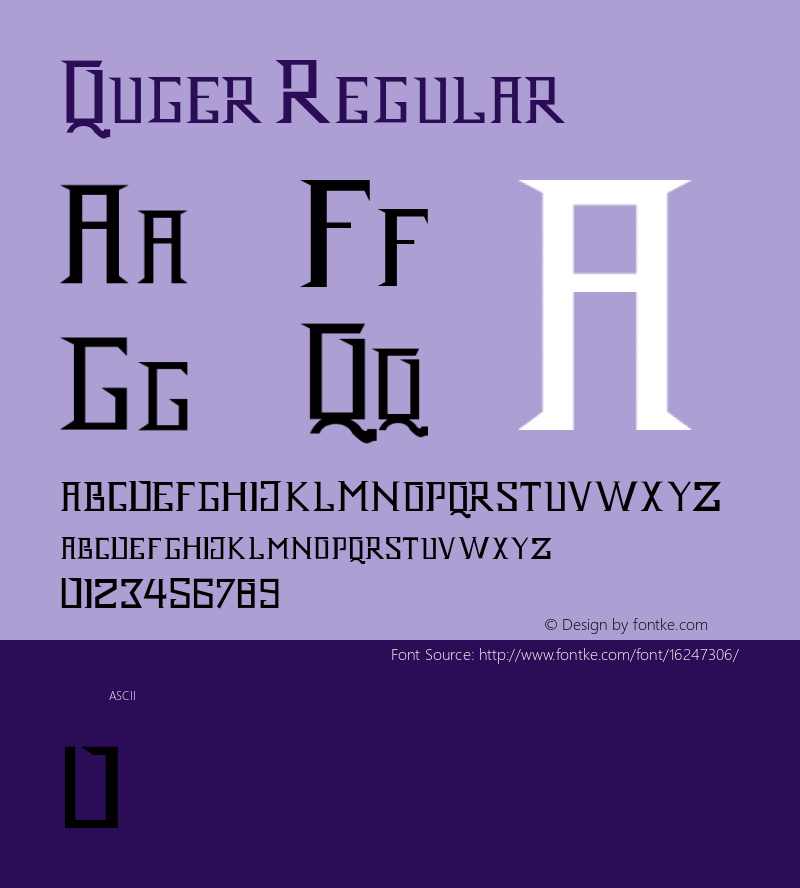 Quger Regular Version 1.000;PS 001.001;hotconv 1.0.56 Font Sample