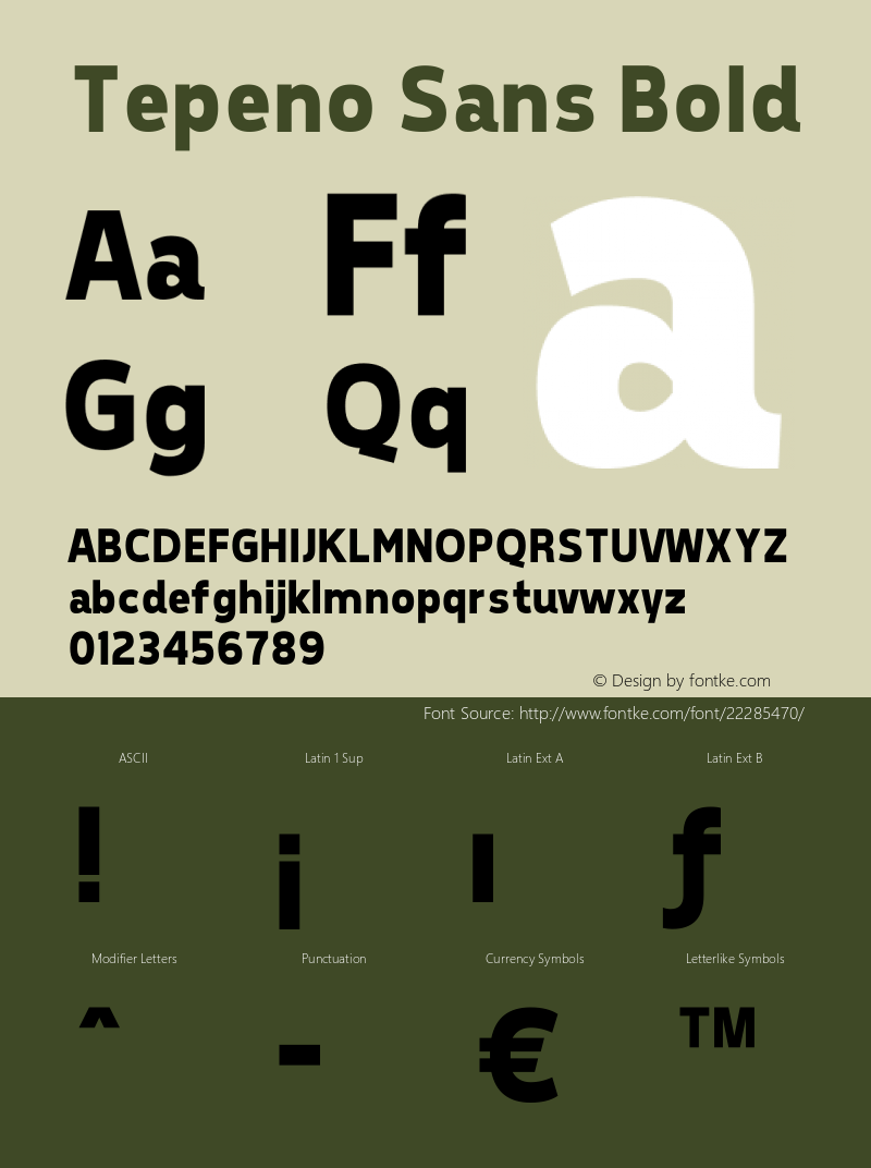 Tepeno Sans Bold v1.15 - 6/2/2012 Font Sample