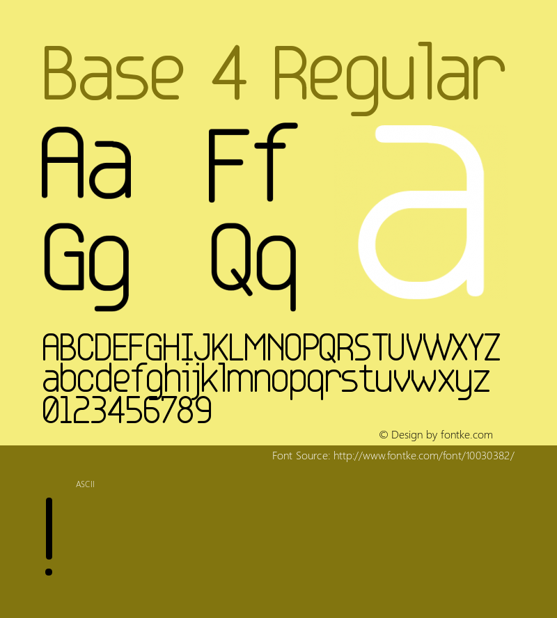Base 4 Regular Unknown Font Sample