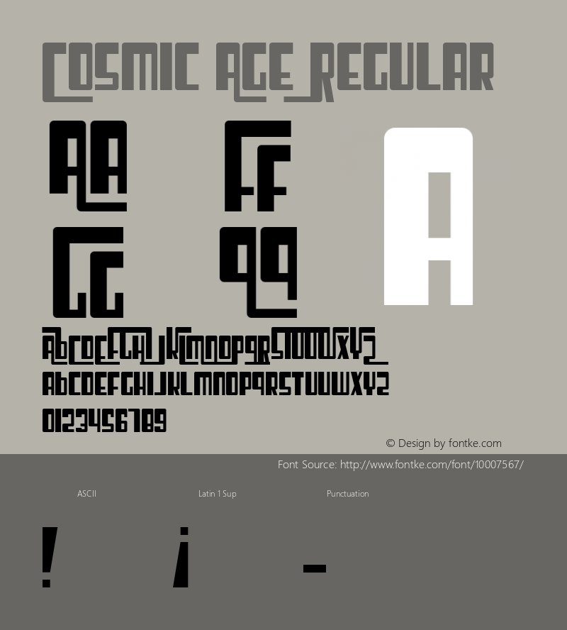 Cosmic Age Regular Macromedia Fontographer 4.1 2/10/99 Font Sample