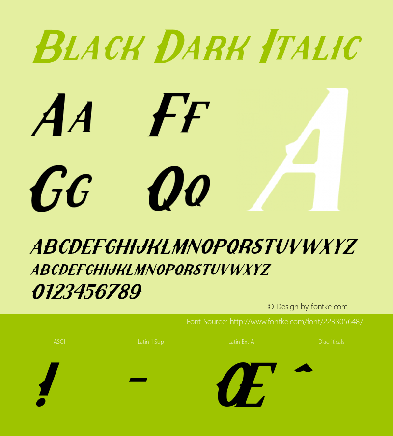 BlackDark-Italic Version 1.00;March 19, 2021;FontCreator 12.0.0.2563 64-bit图片样张