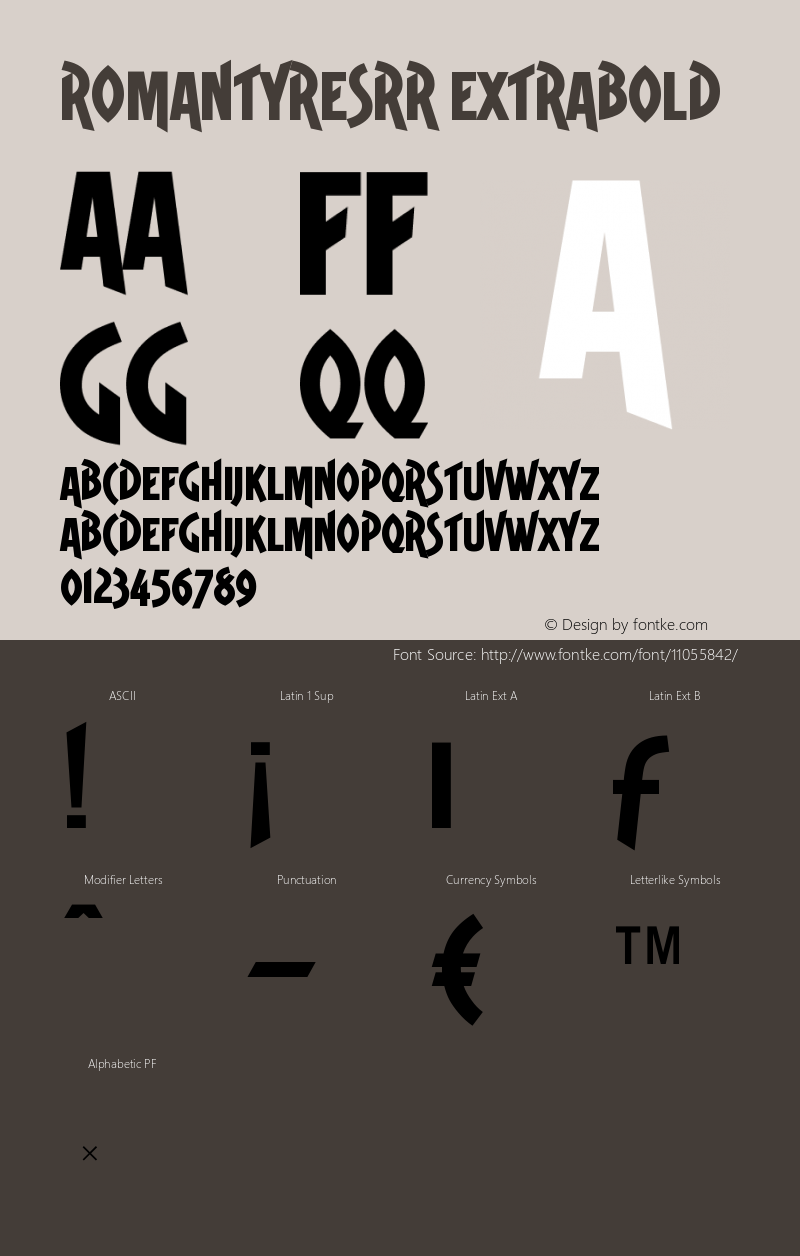 RomanTyresRR ExtraBold Version 001.004 Font Sample