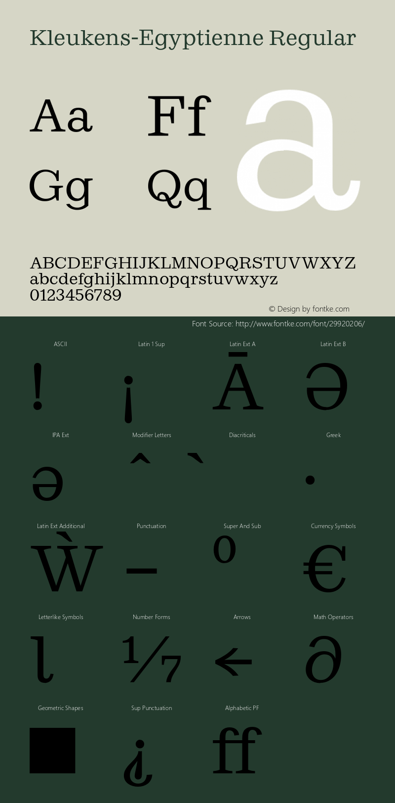 Kleukens-EgyptienneRegular Protected webfont for CSS @font-face use ONLY Font Sample