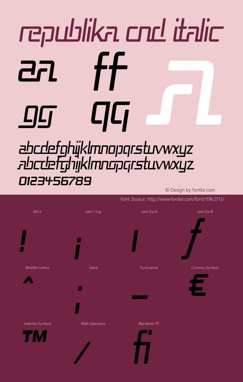 Republika Cnd Italic Version 1.0; 2000; Font Sample