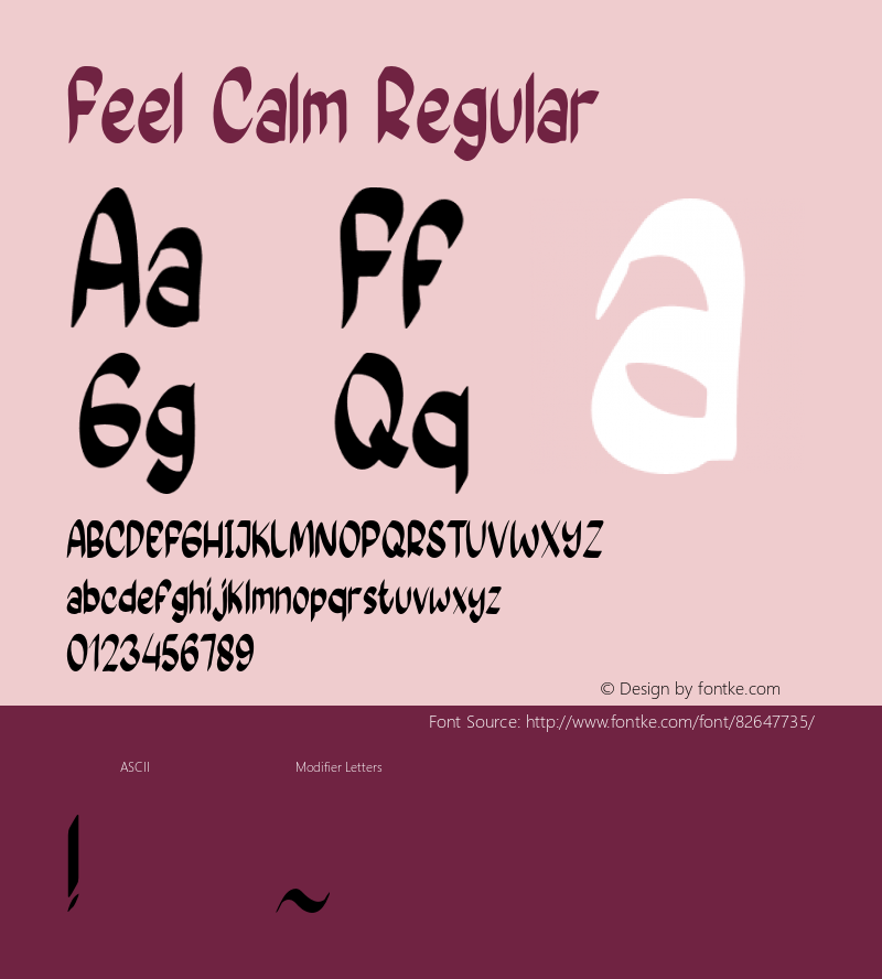 Feel Calm Version 1.000 Font Sample