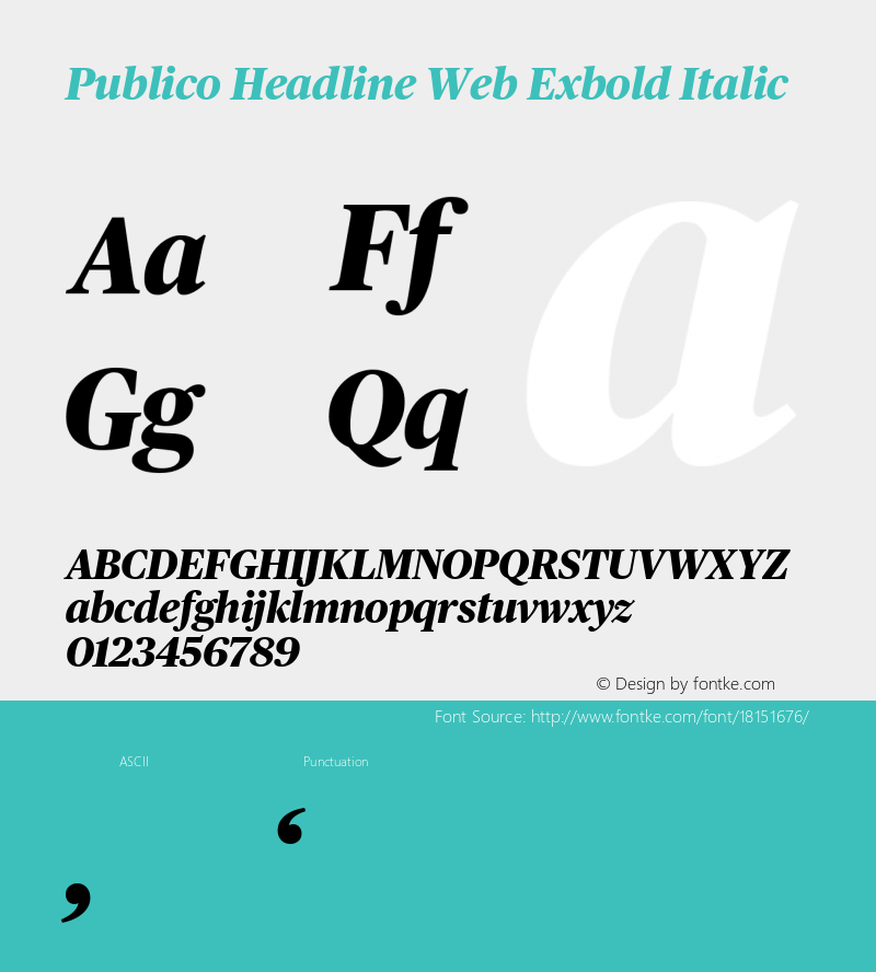 Publico Headline Web Exbold Italic Version 002.001 2011 Font Sample
