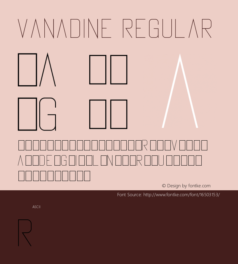 Vanadine Regular Version 1.00 January 17, 2014, initial release Font Sample