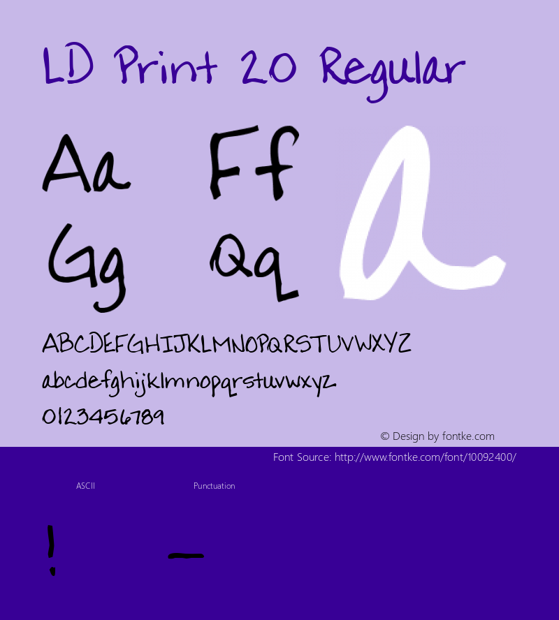 LD Print 20 Regular 1/31/2001 Font Sample