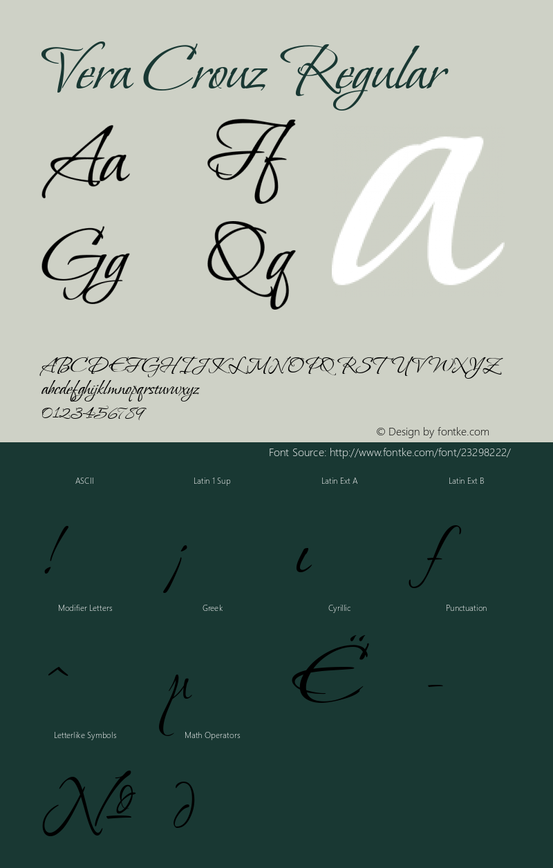 Vera Crouz Version 1.000 2006 initial release Font Sample