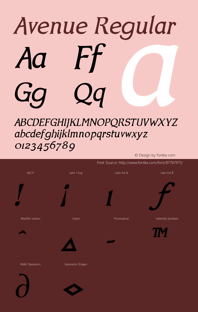Avenue W05 Italic Version 4.10 Font Sample
