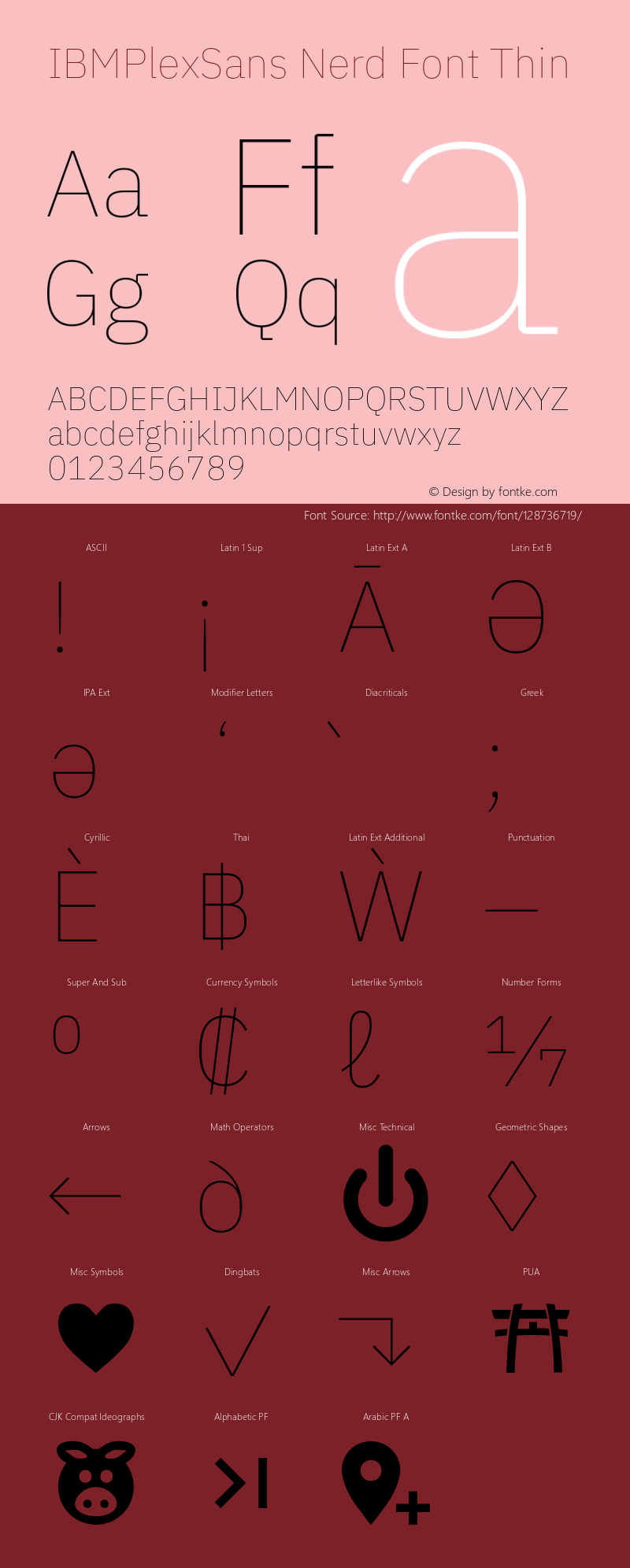 IBM Plex Sans Thin Nerd Font Complete Version 3.2 Font Sample