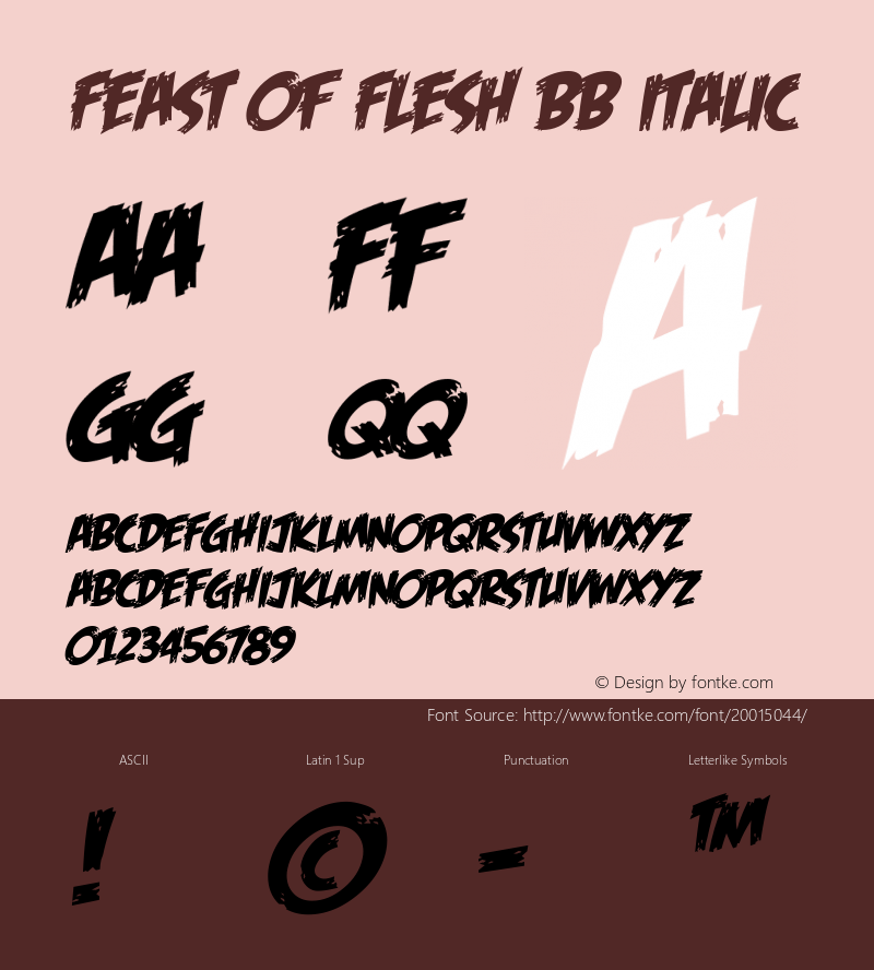 Feast of Flesh BB Italic Macromedia Fontographer 4.1 9/27/2005 Font Sample