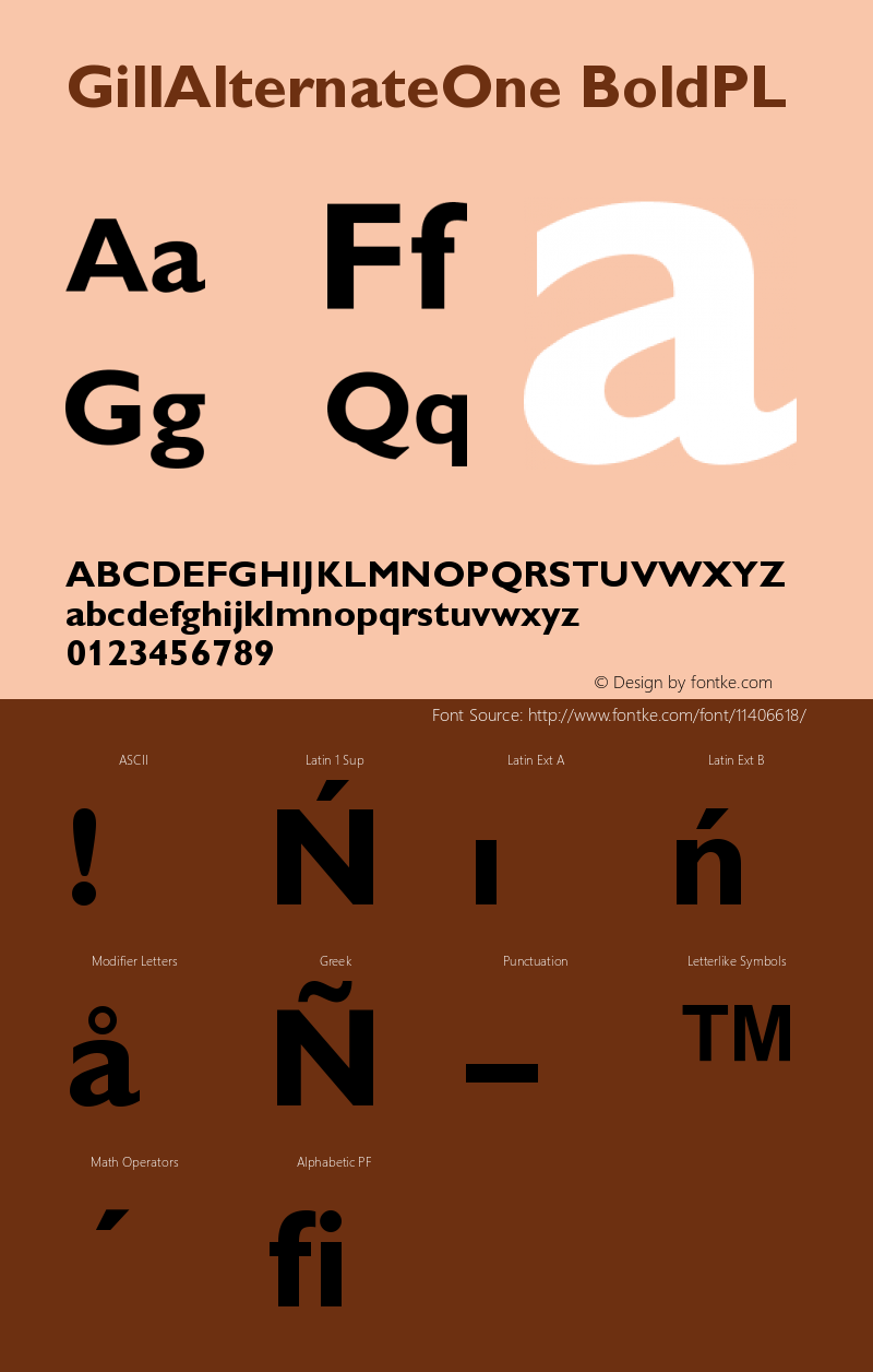 GillAlternateOne BoldPL Version 001.000 Font Sample