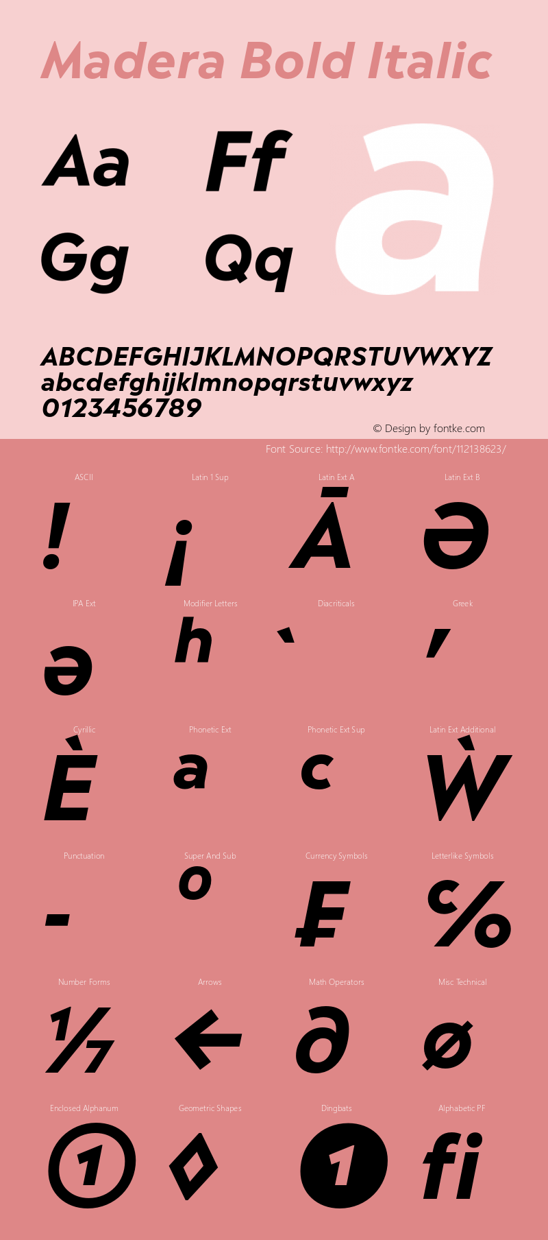 Madera Bold Italic Version 2.01 Font Sample