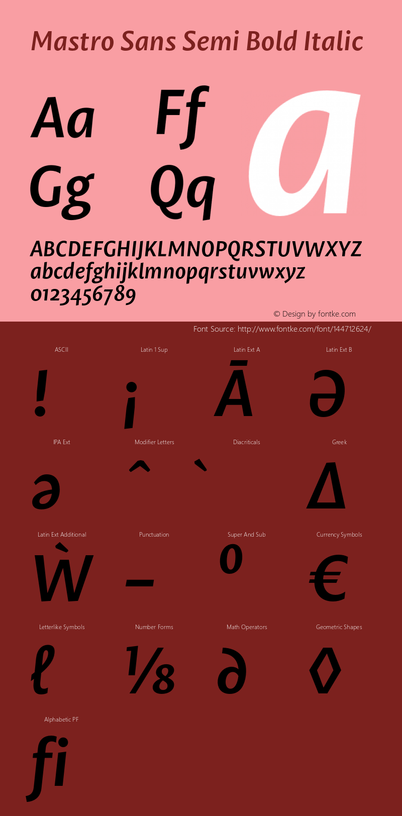 Mastro Sans Semi Bold Italic Version 1.000;PS 001.000;hotconv 1.0.88;makeotf.lib2.5.64775 Font Sample