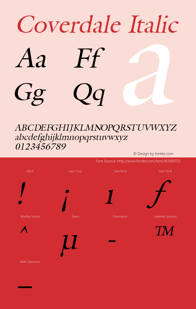 Coverdale Italic 1.0/1995: 2.0/2001 Font Sample