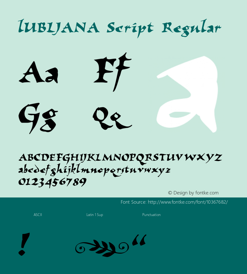lUBLJANA Script Regular Unknown Font Sample