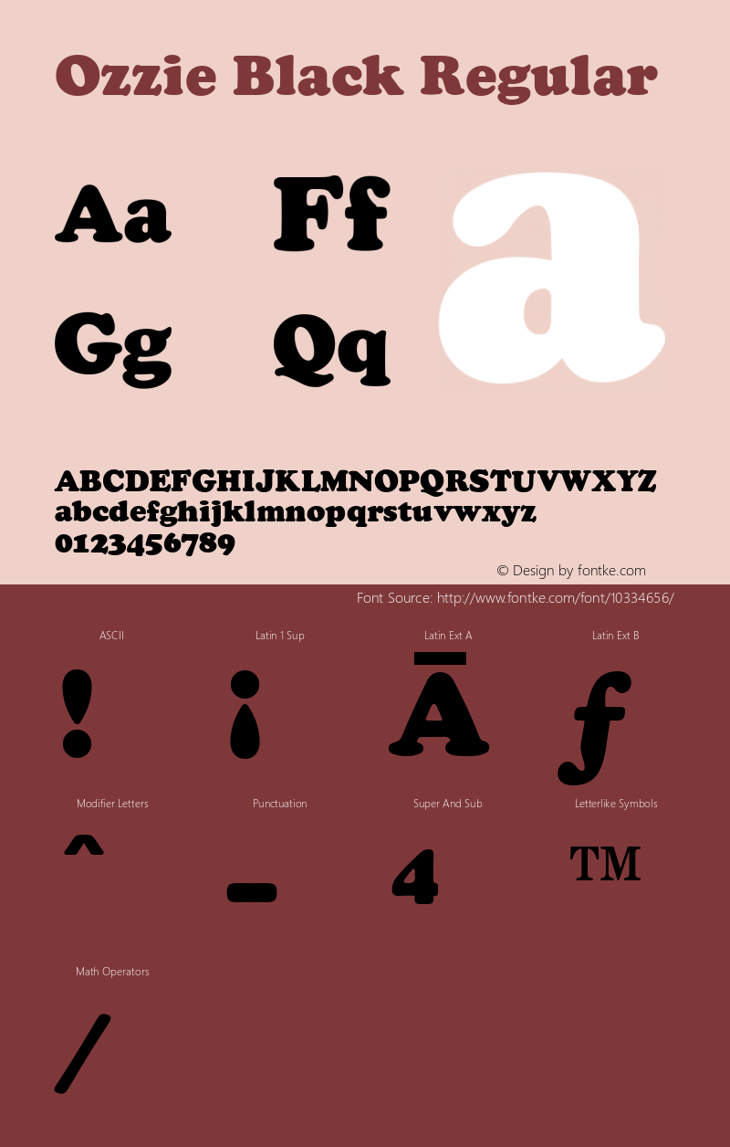 Ozzie Black Regular Version 1.3 (ElseWare) Font Sample