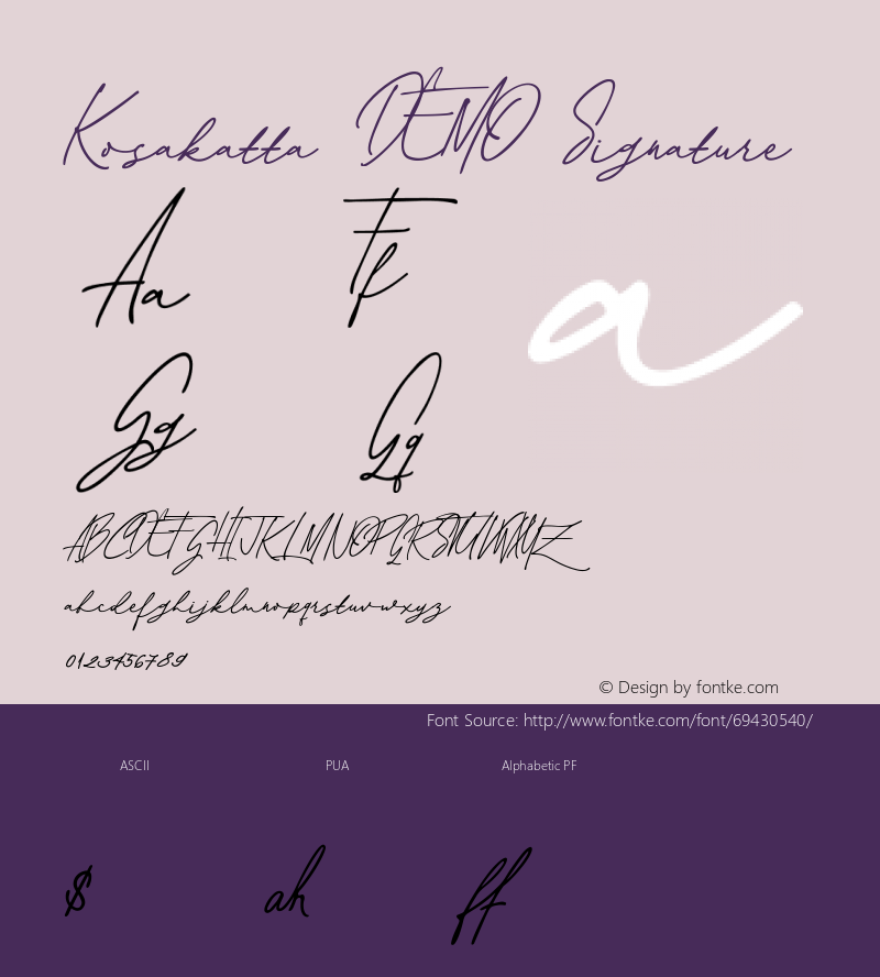 KosakattaDEMO-Signature Version 1.000 Font Sample