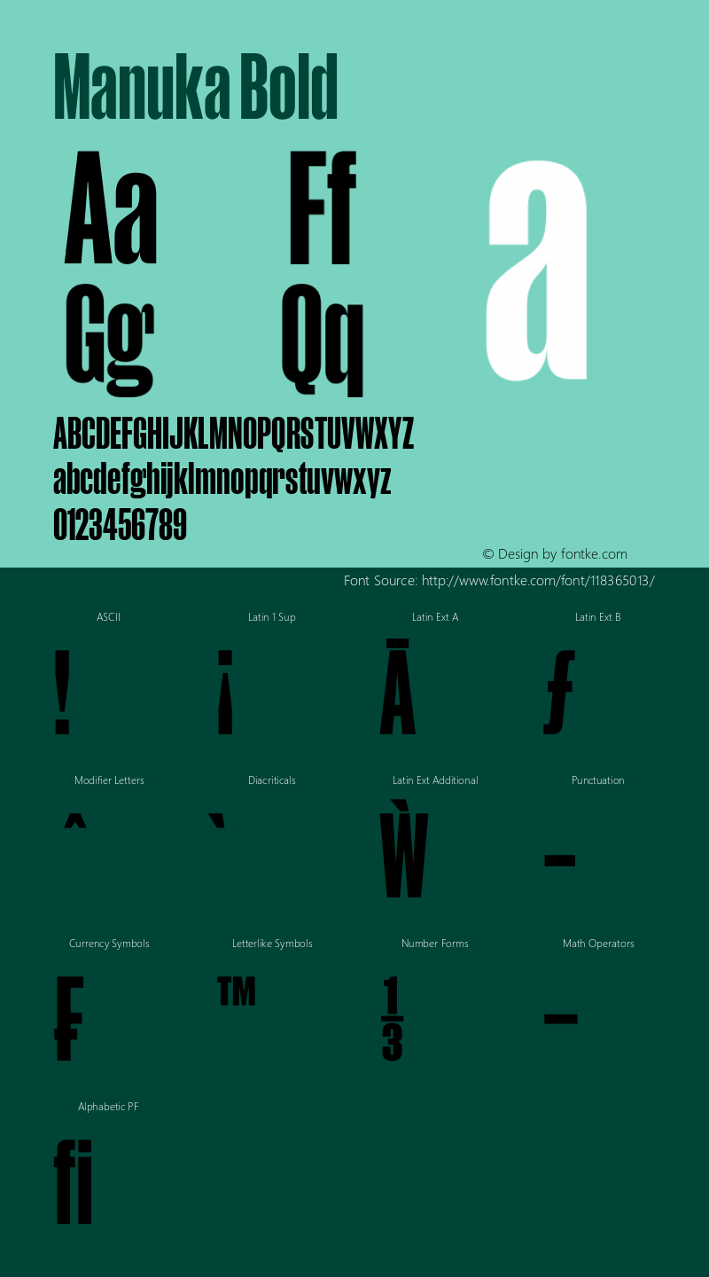 Manuka Bold Version 1.004 | web-TT Font Sample