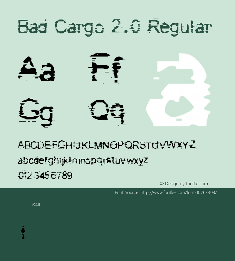 Bad Cargo 2.0 Regular 2001; 1.0, a bad release Font Sample