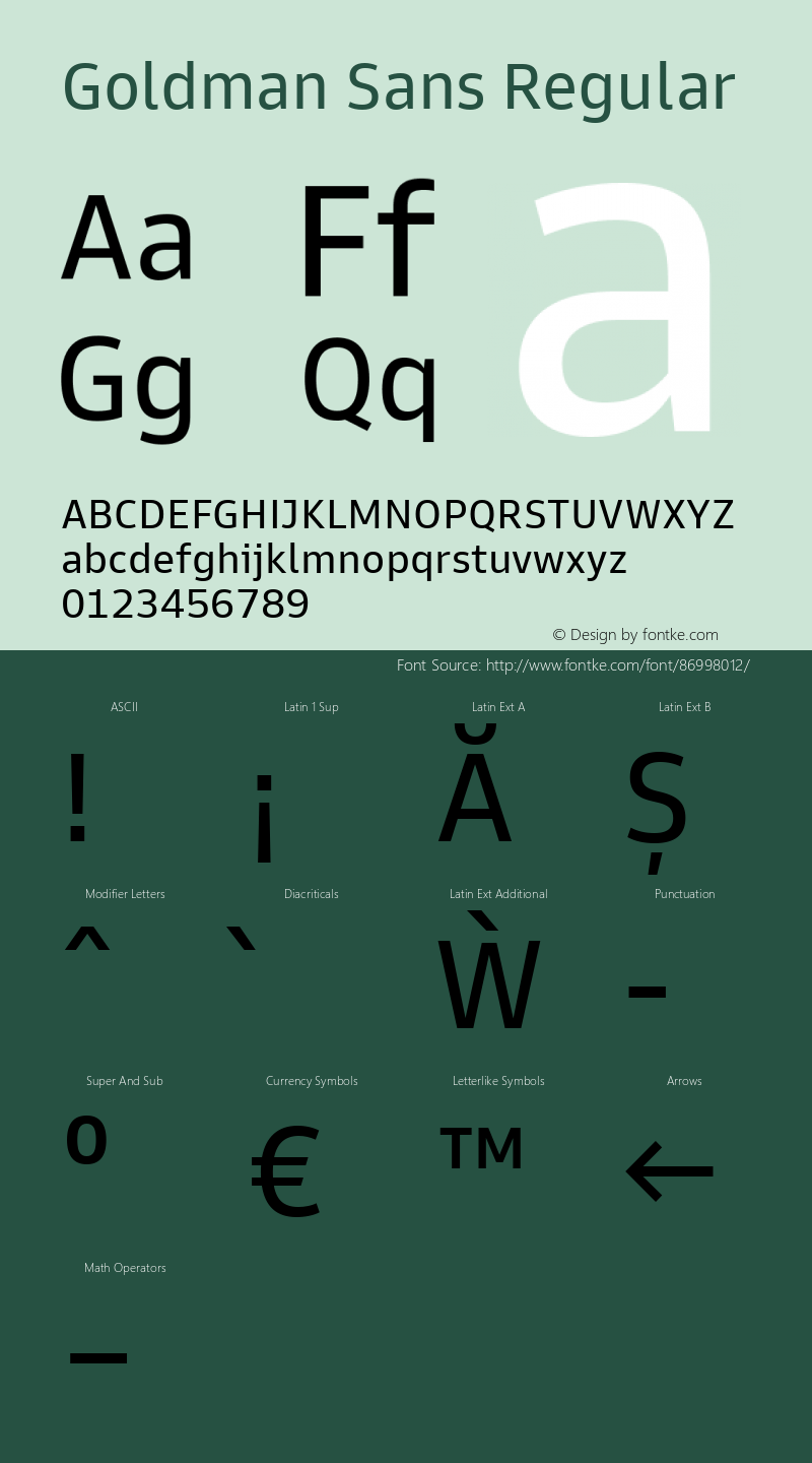 Goldman Sans Regular Version 1.100 Font Sample