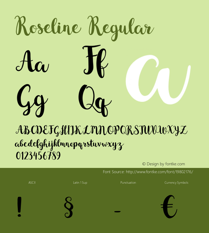 Roseline Version 1.0 Font Sample