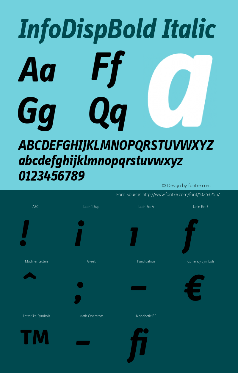 InfoDispBold Italic 001.000 Font Sample