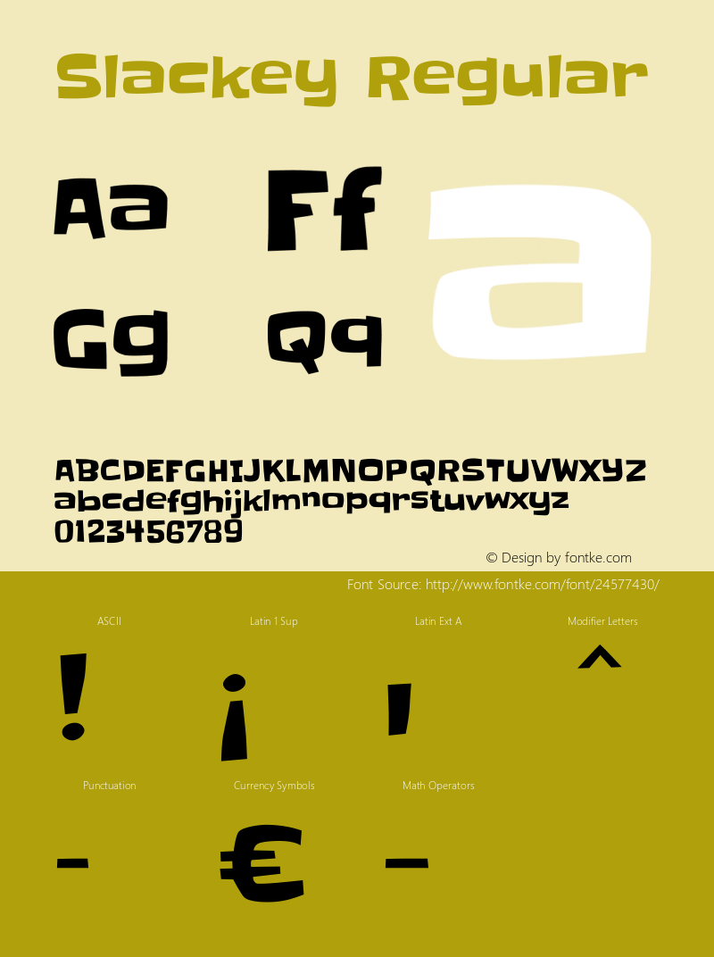 Slackey Regular Version 1.001 Font Sample