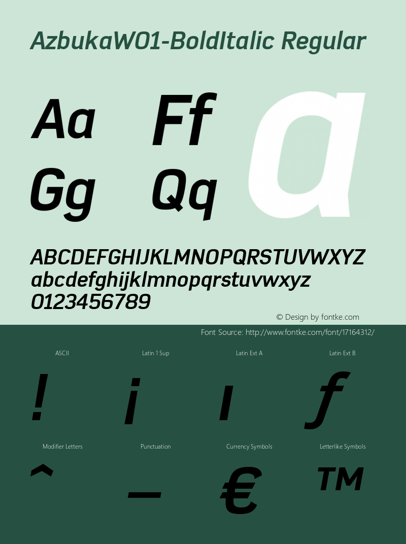 AzbukaW01-BoldItalic Regular Version 1.00 Font Sample