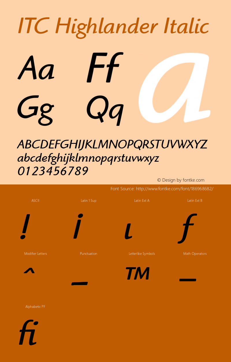 ITC Highlander Book Italic 001.000图片样张