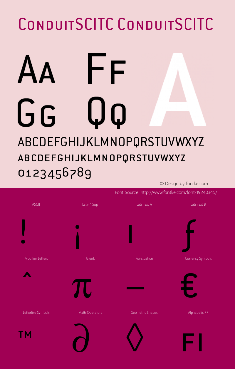 ConduitSCITC Version 001.000 Font Sample