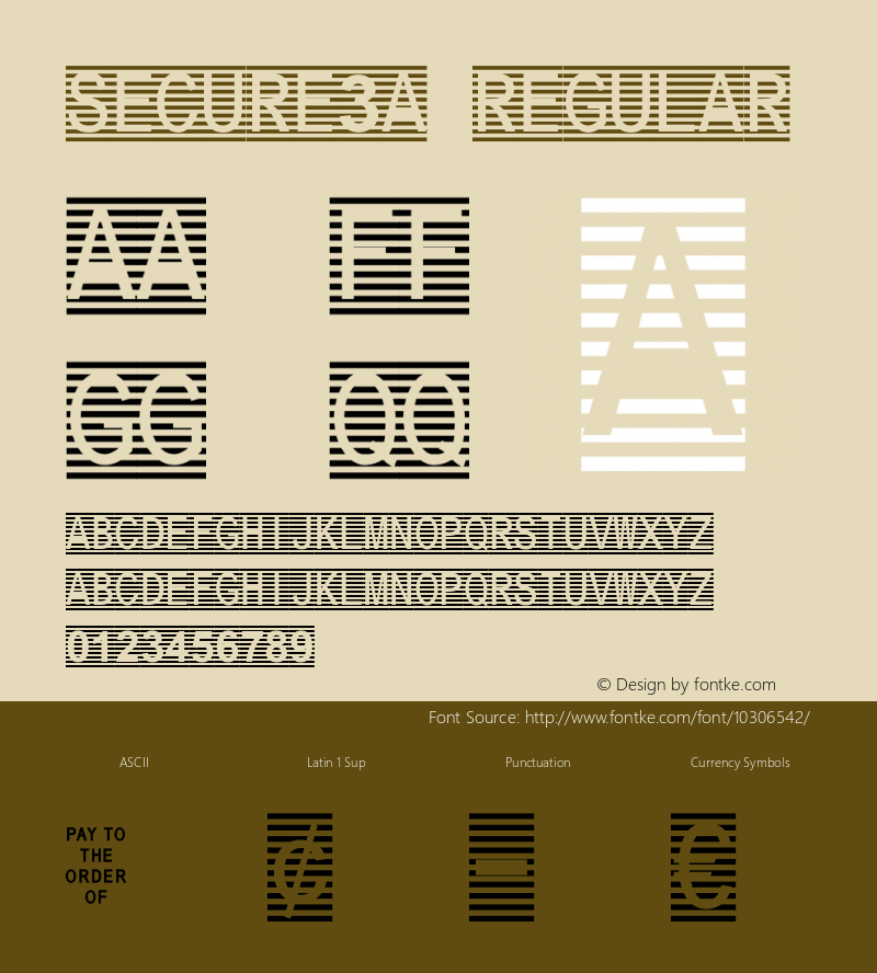 Secure3a Regular Macromedia Fontographer 4.1 3/21/2005 Font Sample