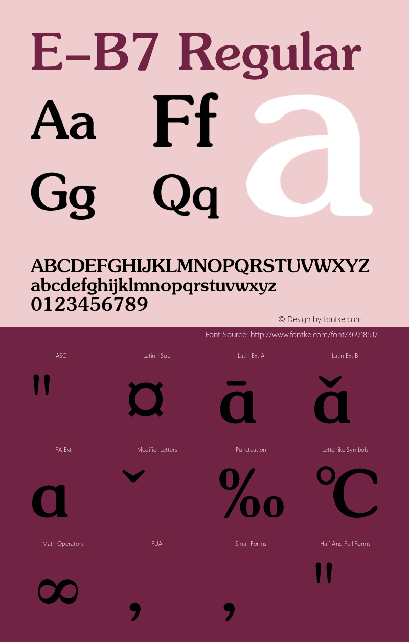 E-B7 Regular 1995;1.00 Font Sample