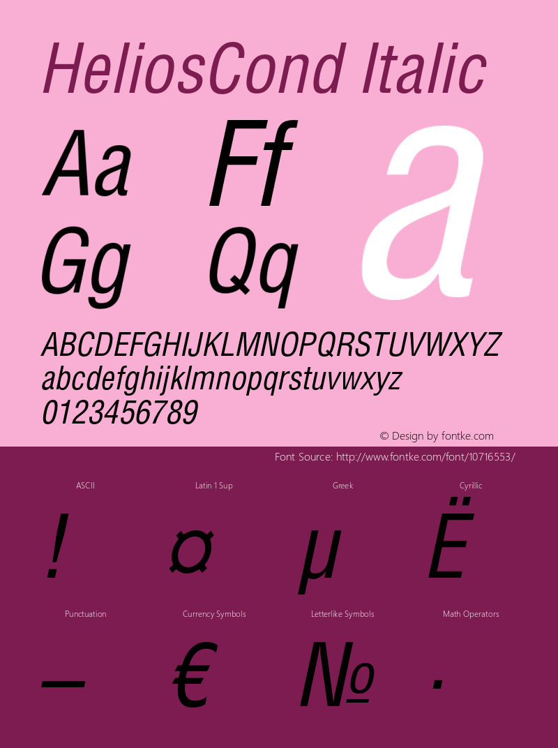 HeliosCond Italic OTF 1.0;PS 001.001;Core 116;AOCW 1.0 161 Font Sample