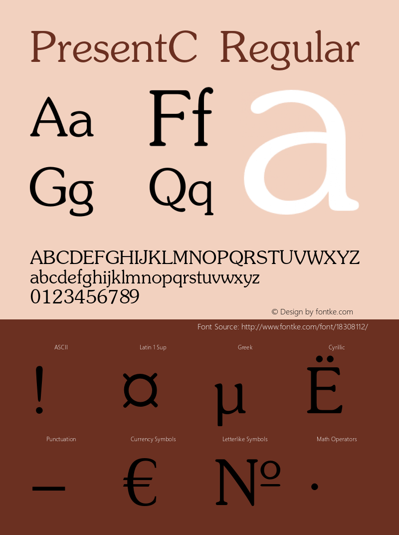 PresentC Regular OTF 1.0;PS 001.001;Core 116;AOCW 1.0 161 Font Sample