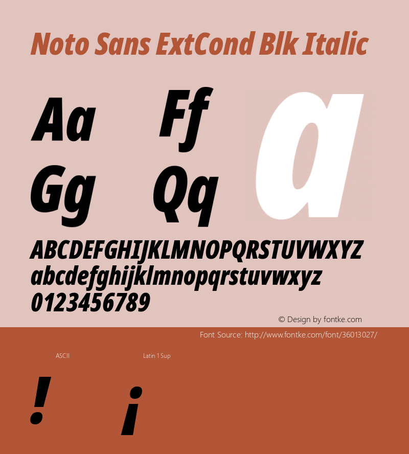 Noto Sans ExtraCondensed Black Italic Version 2.000;GOOG;noto-source:20170915:90ef993387c0 Font Sample
