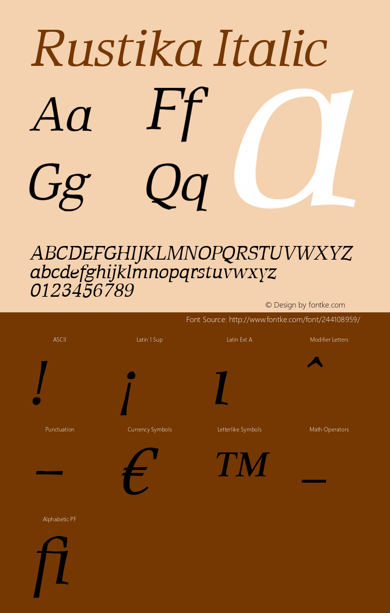 Rustika Italic Version 1.00图片样张