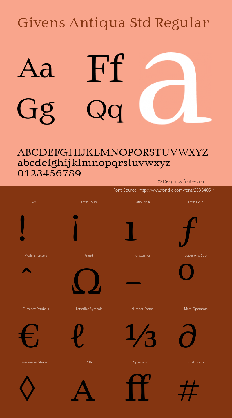 Givens Antiqua Std Version 1.00 Font Sample