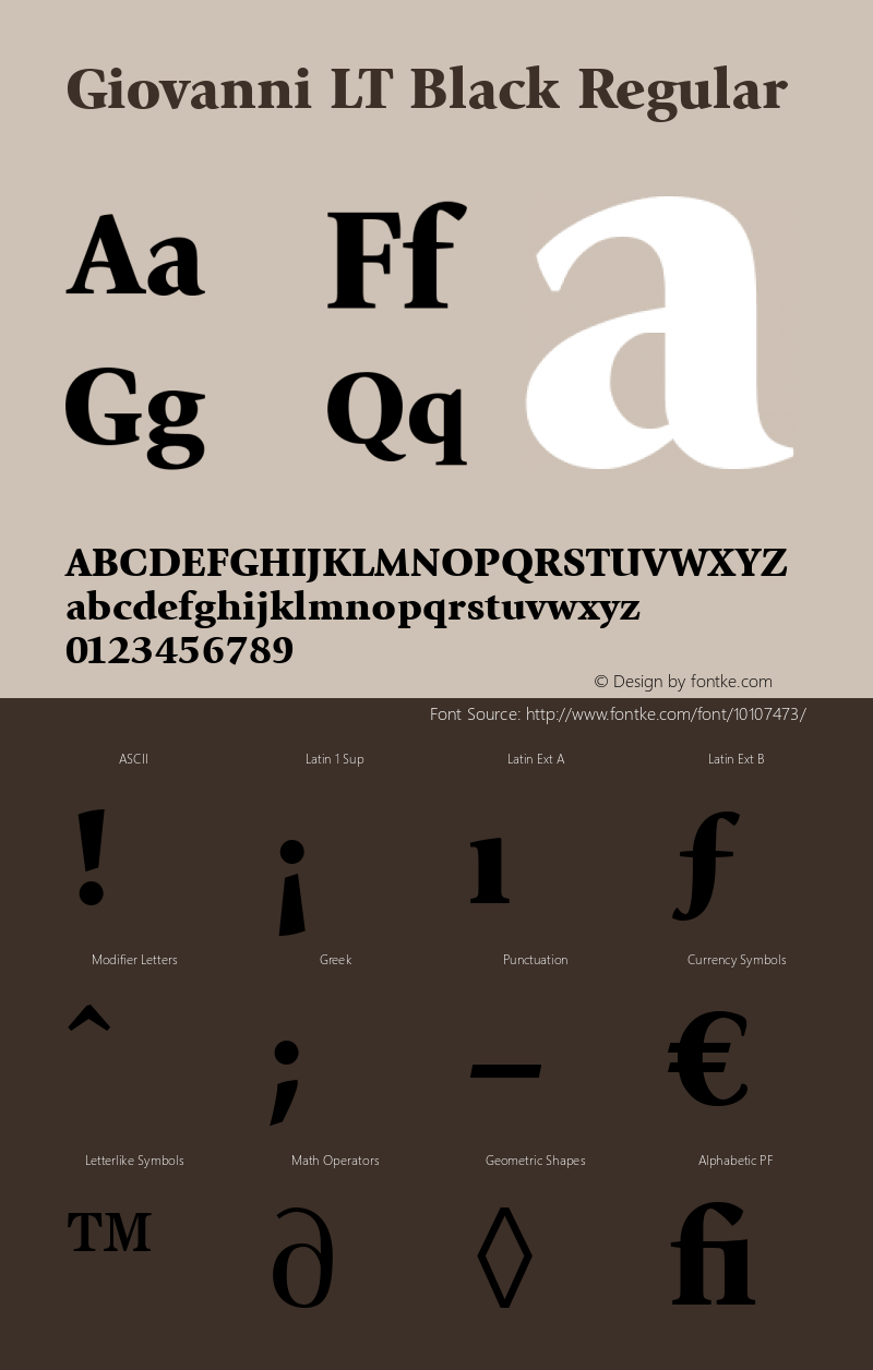 Giovanni LT Black Regular Version 6.1; 2002 Font Sample