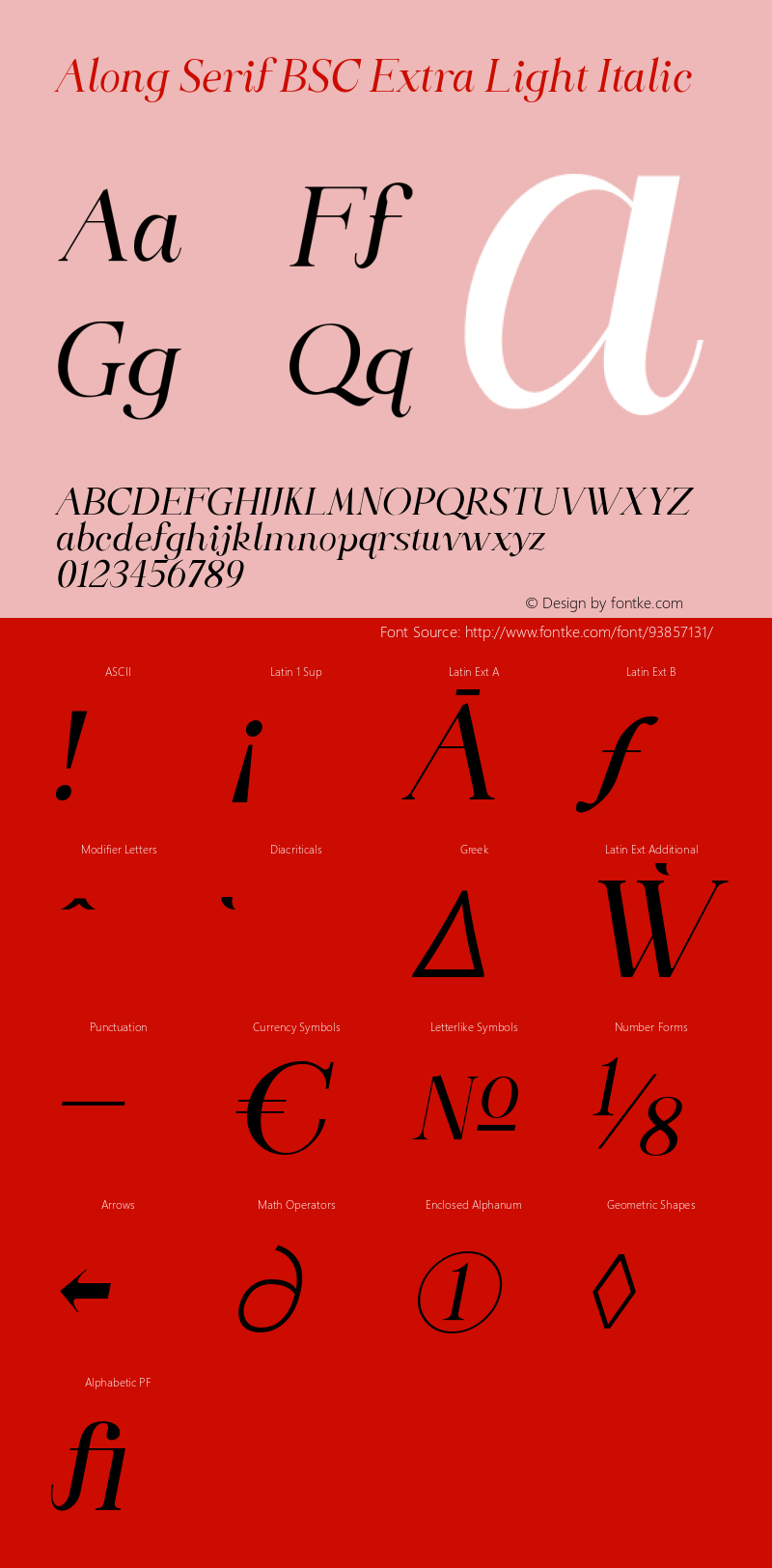 Along Serif BSC Extra Light Italic 1.000 Font Sample