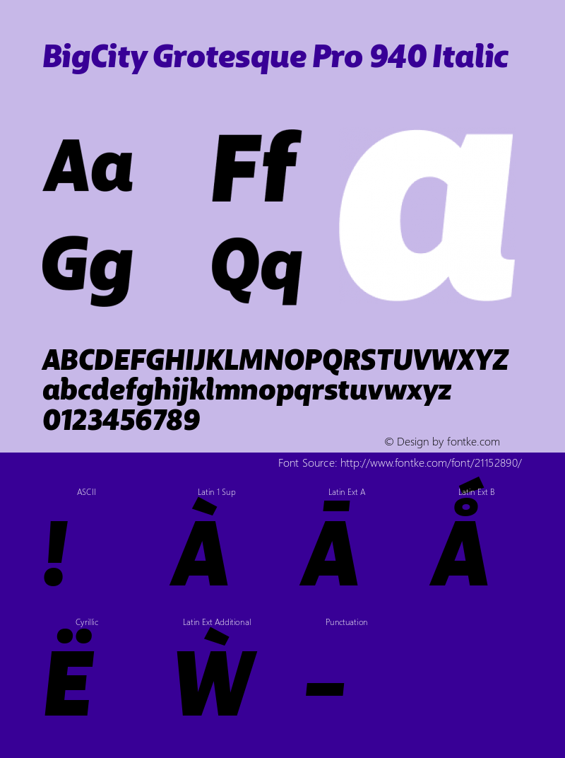 BigCityGrotesquePro940 Version 1.0 Font Sample