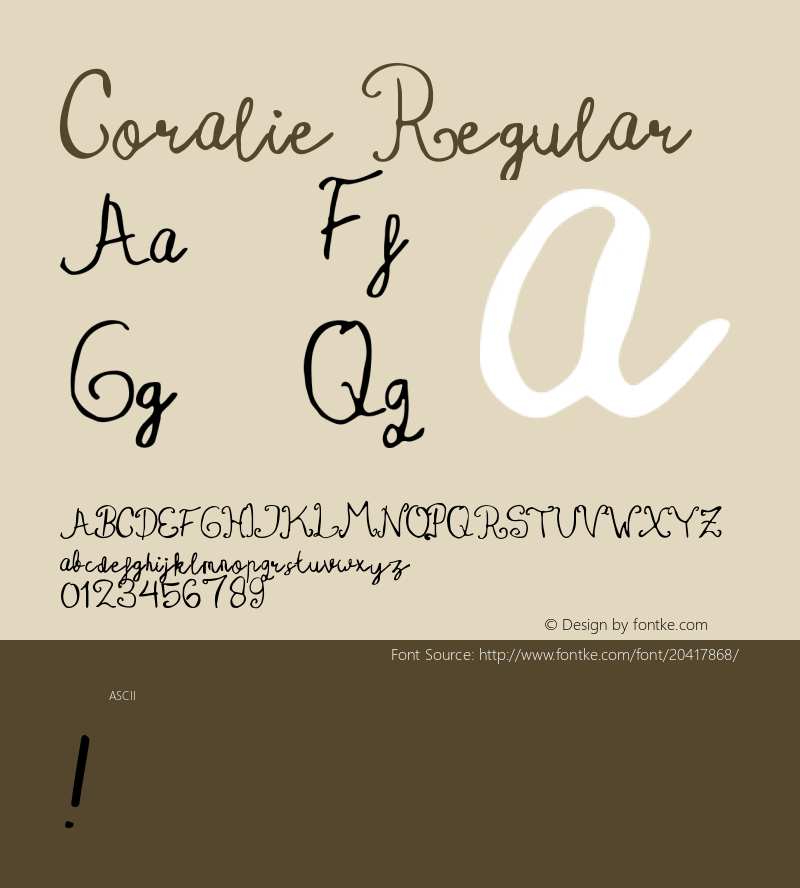 Coralie 1.000 Font Sample