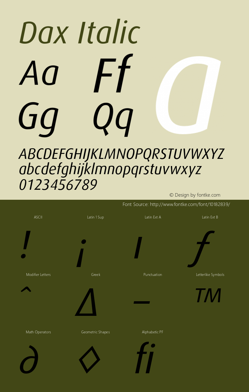 Dax Italic 001.000 Font Sample
