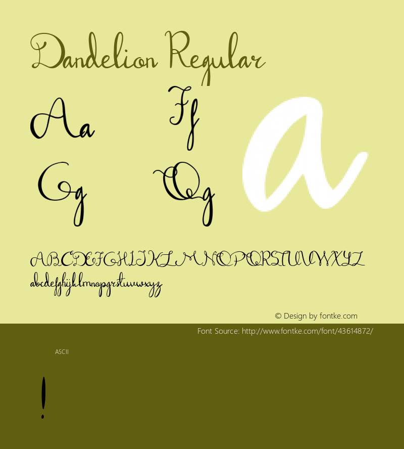 Dandelion Version 1.00;August 21, 2019;FontCreator 12.0.0.2545 64-bit Font Sample