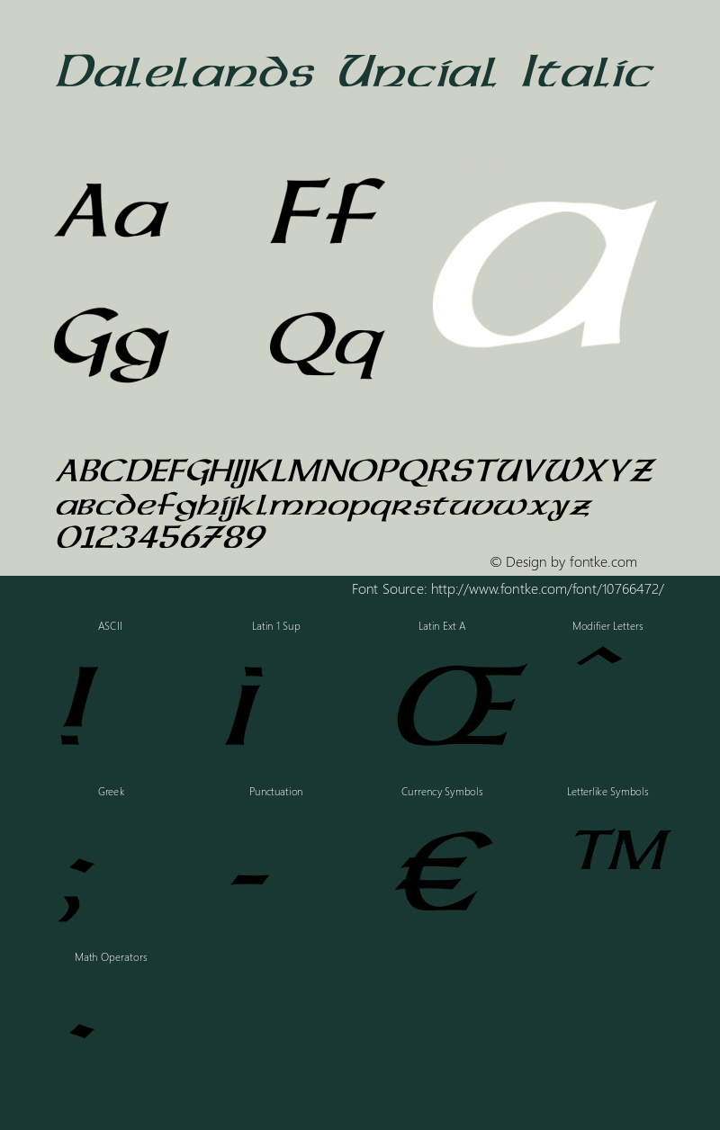 Dalelands Uncial Italic Version 1.50 September 5, 2014 Font Sample
